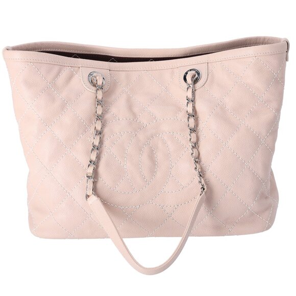 Chanel Small Daily Shopping Tote Caviar Grained Calfskin Quilted Beige - Picture 1 of 10